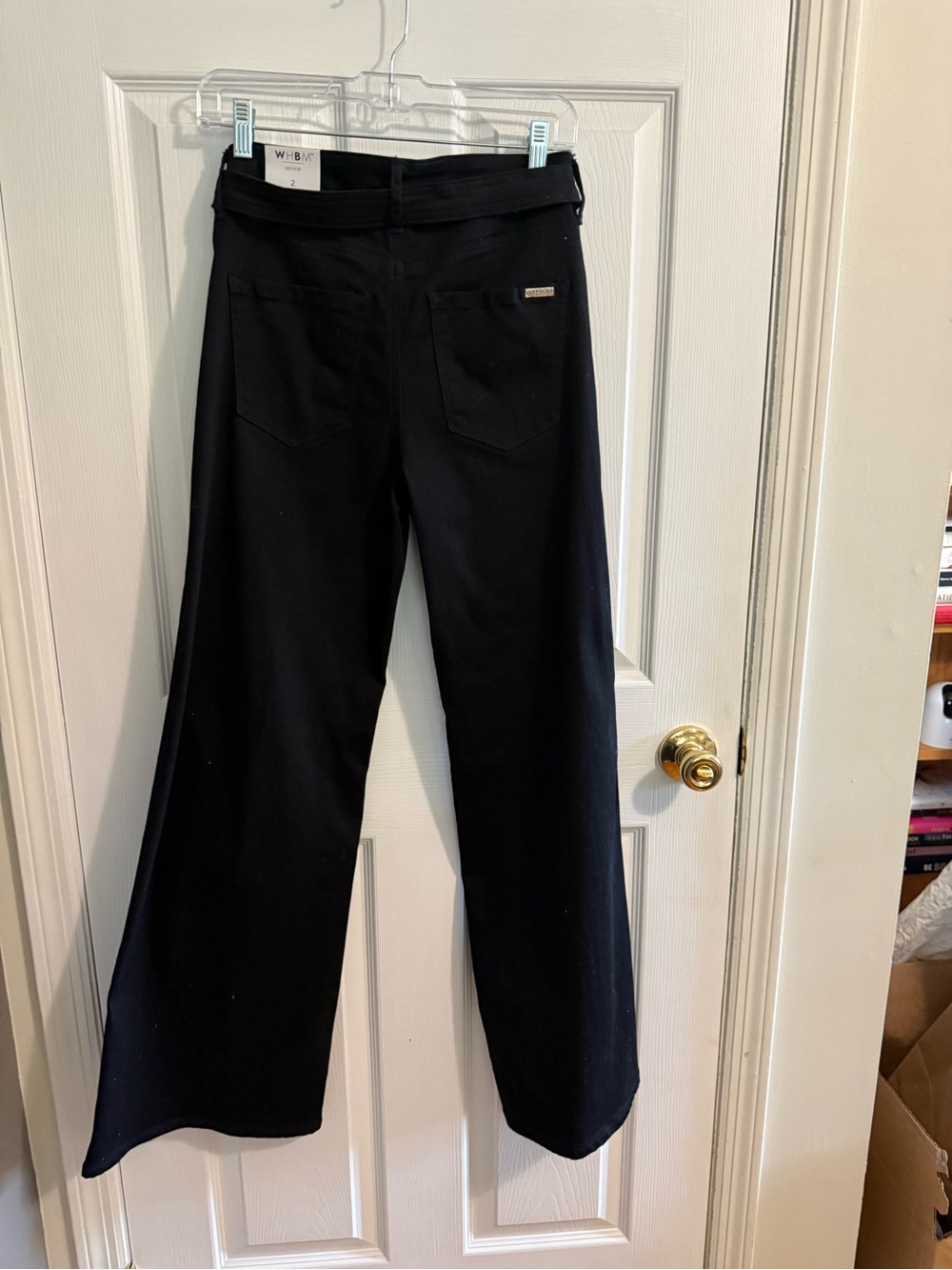 White House Black Market Black Wide-Leg Jeans with Belt - Picture 6 of 7